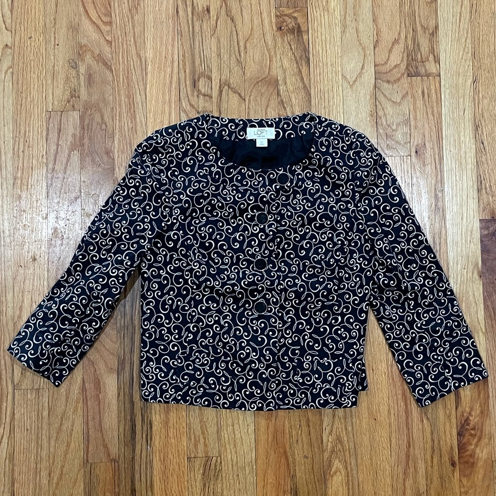 Ann Taylor aloft Black White Jacket Blazer 0P